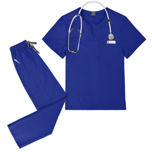 Conception simple <span class=keywords><strong>Scrubs</strong></span> ajustés et flatteurs de la silhouette Uniforme Couleur unie foncée montrant les gommages de la série Texture professionnelle - Product Image 5