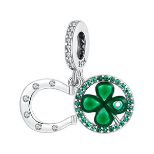 Nuevo Diseño, Pulsera Unisex en Forma de U con Trébol de Cuatro Hojas, Plata S925 y Circonia, Joyería - Product Image 1