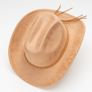 Premium Suede <strong>Cowboy</strong> <strong>Hat</strong> Elegant Beige Wide Brim Braid Leather Strap Men Women Luxury Casual Outdoor Party Headwear - Product Image 5