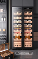 Armoire à cigares haut de gamme à double porte, réfrigération par compresseur, contrôle réglable de la température et de l'humidité, écran tactile, 14 étagères, pour vin