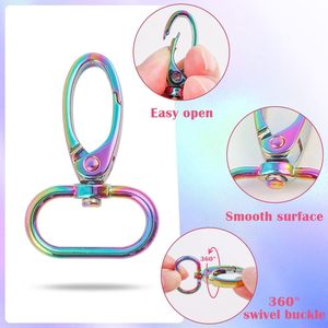 PECMER Ensemble de quincaillerie pivotante arc-en-ciel : Boucles, anneaux en D, crochets de fixation pour lanières, pour la fabrication de sacs à main et la confection de sangles de sacs - Product Image 3