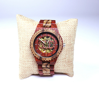 Montre automatique en bois de luxe avec logo personnalisé, design artisanal mécanique