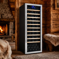 Réfrigérateur à vin 200L pour fêtes, terrasses extérieures, barbecues – 82 bouteilles, compresseur, autoportant, étagères en bois