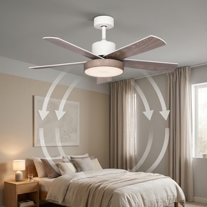 Ventilateur de plafond silencieux <span class=keywords><strong>ProBreeze</strong></span> 48 pouces à 5 pales en bois, 6 vitesses, lumière LED à intensité variable, télécommande, design moderne pour chambre et salon - Product Image 5