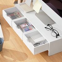 Support de moniteur de bureau d'ordinateur de bureau à domicile en bois moderne avec 3 tiroirs