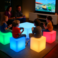 Chaise cube LED carrée à changement de couleur magique 16 couleurs pour salon, jardin, extérieur