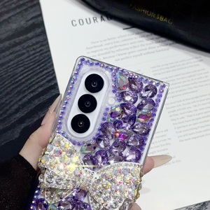 เคสโทรศัพท์แบบพับได้ลายโบว์เพชรหรูหรา สำหรับ Samsung Z Fold 7 6 5 พร้อมจัดส่งฟรี รุ่น Flip 7 พร้อมสายคล้อง อุปกรณ์เสริมมือถือ - Product Image 4