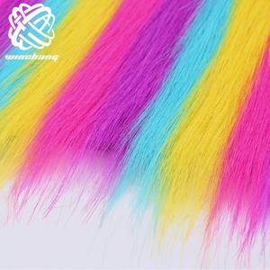 高品質ジャカード人工カラフルネオンレインボーフェイクファー生地、長毛フェイクファー、コート・おもちゃ用ぬいぐるみ - Product Image 6