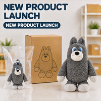 Porte-clés personnalisé en peluche loup gris, mignon dessin animé, ours en peluche, pendentif de sac, cadeau de vacances, décoration intérieure, OEM ODM, faible MOQ, polyester