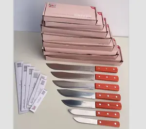 Ahşap saplı kasap bıçağı hint güney afrika Dubai Peru Panama pazarı için paslanmaz çelik mutfak bıçakları kağıt kollu kutusu
