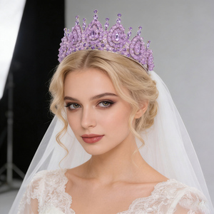 Handmade Alloy Crystal <strong>Wedding</strong> <strong>Hair</strong> <strong>Band</strong> Bride Tiara Baroque Crown for Pageant Quinceanera Party - Product Image 1