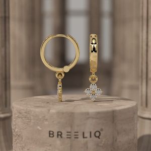 Pendientes de Aro Minimalistas de Oro de 14k con Diamantes, Joyería Fina Moderna, Geométrica y Abstracta para Mujer - Product Image 1