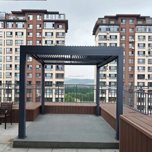 Offre spéciale Gazebo extérieur <span class=keywords><strong>en</strong></span> aluminium motorisé 3x4 Pergola et pavillon cadre <span class=keywords><strong>en</strong></span> alliage <span class=keywords><strong>bois</strong></span> naturel traité sous pression pour patio balcon - Product Image 2