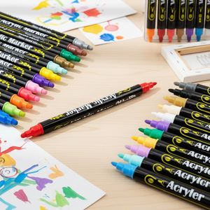 ปากกามาร์คเกอร์สำหรับงานศิลปะ DIY 12/24/36/48/60 สี กันน้ำ เมทัลลิก OEM ปากกาแบบถาวร หัวคู่ ปากกาสีอะคริลิค - Product Image 2
