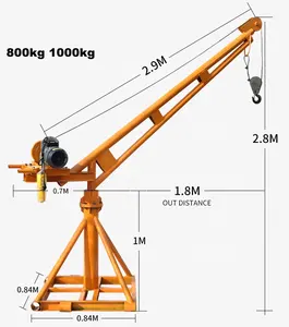 Outdoor use 360 degree rotating material crane portable lifting machine 800kg-30m-220V