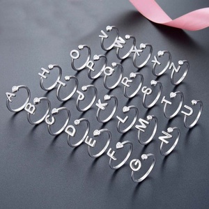 Wholesale 925 Sterling Silver Zircon Pave Setting <strong>Initial</strong> Alphabet <strong>Ring</strong> <strong>with</strong> Rhodium Plating for Women Parties - Product Image 1