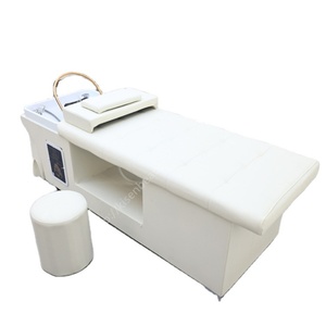 Table de massage et de soin capillaire japonaise Kisen blanche avec unité de shampoing en option pour salon – Ensemble complet - Product Image 1