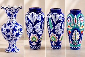 Modern <b>Ceramic</b> Floor <b>Vase</b> Painted Floral Design 24 Inches High Eco-Friendly Handmade High Temperature Fired Durable Wedding - Product Image 4