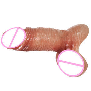 Realistischer echter flüssiger Silikon <span class=keywords><strong>dildo</strong></span> mit Öl beschichtung Sexspielzeug für Erwachsene und Mädchen für Männer aus ABS-Material - Product Image 2