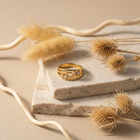 Bagues pour femmes en forme de double goutte d'eau, zircon, ouvertes, réglables, couleur or, étanches, plaquées or 18 carats