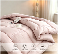 Ensemble de couette, oreiller et coussin de luxe, qualité supérieure, simple, uni, pour la maison et l'hôtel, 100% coton, 300TC, garnissage en polyester