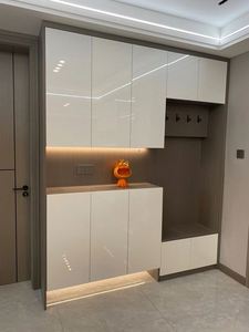 Mueble Zapatero Moderno con Espejo, Tamaño Personalizado, Mueble de Madera Maciza Resistente para Sala de Estar, para Villa u Hotel - Product Image 2