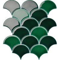 Collection de mosaïques en forme d'éventail, carreaux muraux décoratifs émaillés festonnés pour projets de murs d'accentuation