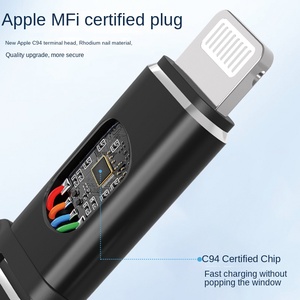 Cavo dati di <span class=keywords><strong>ricarica</strong></span> MFI due in uno per IPhone16 e <span class=keywords><strong>Mobile</strong></span>/Tablet per caricatore da auto Apple con lega di alluminio e schermatura a treccia - Product Image 2