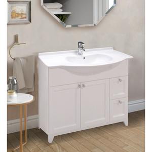 Mobile Bagno DIAMANTE 100 CM in Legno Massello Bianco - Product Image 1