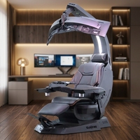 Cabina de Juego para Computadora Cluvens Manticore, Cabina de Trabajo Reclinable, la Más Vendida, Grande y Cómoda para Múltiples Monitores, con Función de Masaje