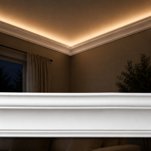 Moulure de <span class=keywords><strong>plafond</strong></span> <span class=keywords><strong>LED</strong></span> blanche moderne Banruo en PS avec éclairage dissimulé pour la décoration intérieure - Product Image 1