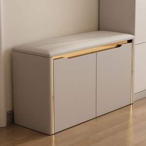 Banco para zapatos de 30 cm, de madera maciza, con espacio de almacenamiento, ahorrador de espacio, para la entrada, zapatero para apartamentos pequeños - Product Image 2