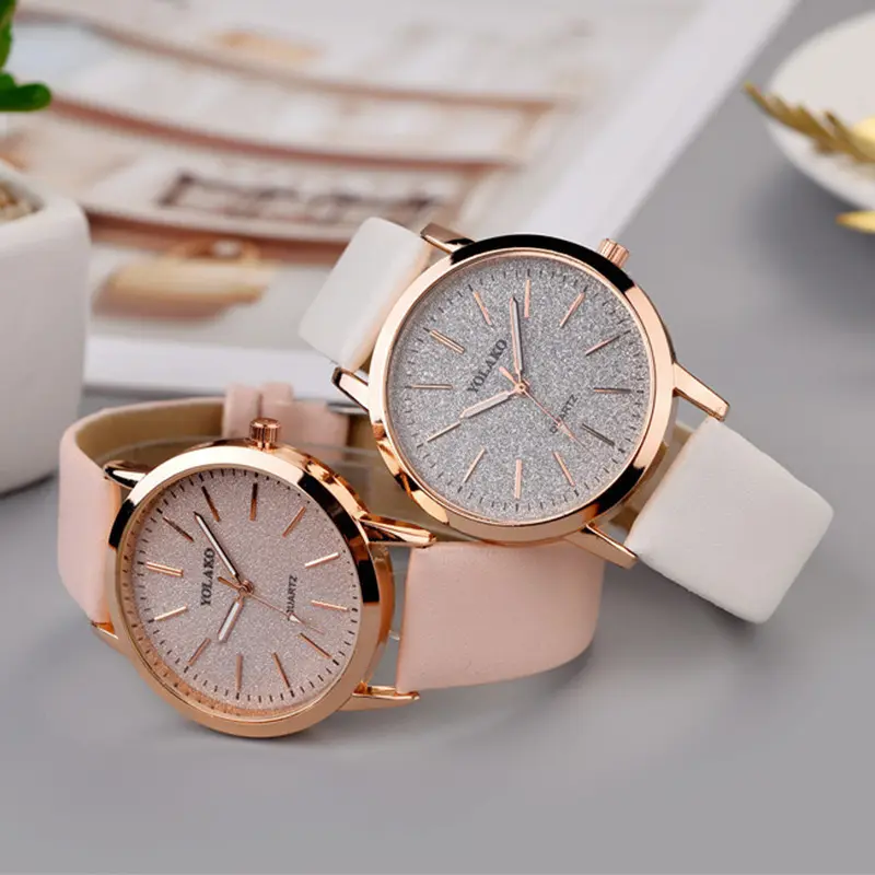 דוגמיות חינם starry שעון נשים גברת שעון עבור אישה אישה מזדמנים קוורץ רצועת עור אנלוגית נשים אנלוגיות שעון יוקרתי wristwatch
