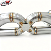 Système d'échappement sportif KM Premium SS304 pour Ferrari 488 Spider GTB Pista 3.9T V8, avec downpipes et silencieux arrière.
