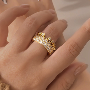 Anillos de Eternidad de Lujo Estilo Hip-Hop, Chapados en Oro de 18K, con Circonitas Cúbicas Brillantes y Borlas, para Mujer - Product Image 6