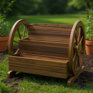 Fioriera da giardino in legno con ruote per coltivazione e giardinaggio all'aperto - Product Image 2