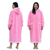 Peignoir de Nuit en Polaire d'Agneau Épaisse et Chaude, en Polyester, à Capuche, 350 g/m², Personnalisable, pour l'Hiver, Idéal pour le Commerce International