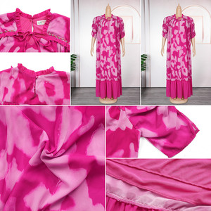 Vestidos de Talla Grande Modernos S10709 para Mujer, Vestido Casual de Gasa con Estampado Floral y Media Manga, Estilo Africano - Product Image 6