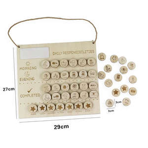 Meilleure vente Calendrier visuel pour enfants <span class=keywords><strong>Tableau</strong></span> des tâches quotidiennes en bois Tableaux de responsabilité pour la maison Tenture murale - Product Image 3