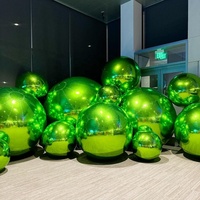 Décorations de fête de mariage, boule gonflable en PVC brillante effet miroir, décoration de plafond, boule miroir gonflable géante, tente bleue, globe à neige