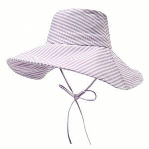 Sombrero de Pescador de Ala Ancha con Estampado de Serigrafía Personalizado, Estilo a Rayas, para Viajes al Aire Libre, Protección Solar para Mujer, Moda de Verano - Product Image 2