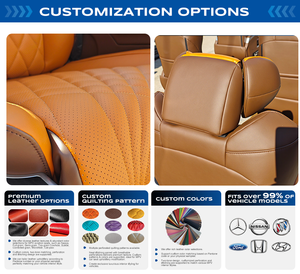 Asiento Ejecutivo Modificado para Sprinter W910, Asiento MPV de Cuero Acolchado con Diseño de Diamantes en Color Naranja con Reposapiés - Product Image 4