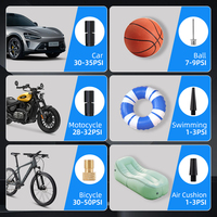Gonfleur de pneus portable à haut débit 22L/min, 150 PSI, double alimentation, affichage numérique, lumière LED, charge Type-C, batterie externe pour voiture/moto/vélo
