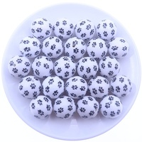 Perles acryliques en plastique d'empreinte de patte épaisse blanche de couleurs mélangées de 20MM en gros pour des bijoux de collier de mode