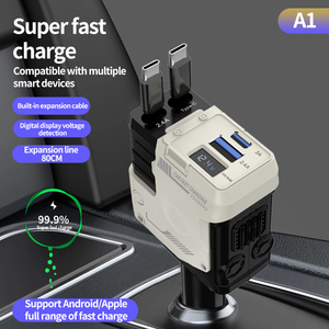 <span class=keywords><strong>Chargeur</strong></span> <span class=keywords><strong>de</strong></span> téléphone <span class=keywords><strong>de</strong></span> voiture rétractable 4 en 1, <span class=keywords><strong>chargeur</strong></span> rapide <span class=keywords><strong>de</strong></span> voiture, adaptateur <span class=keywords><strong>de</strong></span> <span class=keywords><strong>chargeur</strong></span> <span class=keywords><strong>de</strong></span> voiture type C avec 2 câbles rétractables et 2 ports USB - Product Image 2