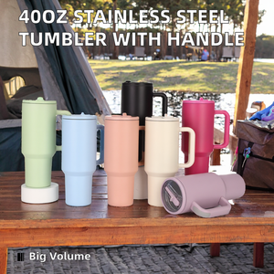 Stainless Steel Vacuum 40oz Travel Tumbler Handle Large Capacity Double-Walled Insulated Leakproof Foldable BPA Free Mug <b>Coffee</b> - Product Image 2