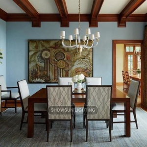 Lámpara colgante de latón de estilo americano con base de bombilla E12 de araña de tela para decoración de restaurantes y hoteles - Product Image 3