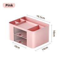 Boîte de rangement pour stylos de bureau avec 2 tiroirs transparents, organisateur multi-compartiments en PS HIPS pour bureau, école, table