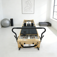 Equipo de Pilates para Estudio, Máquina de Madera de Arce Comercial para Entrenamiento de Pilates, Reformer de Pilates para Estudio de Yoga