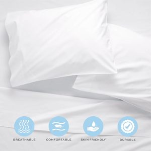 Fabricants de draps d'hôtel, taille twin, 60% coton, 40% polyester, 200TC, drap plat blanc pour linge d'hôtel - Product Image 2